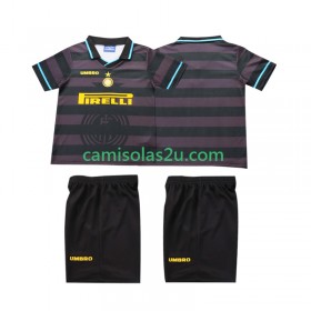 Camisolas de futebol Inter de Milão Retro Criança Equipamento 3ª 1997 1998 Manga Curta